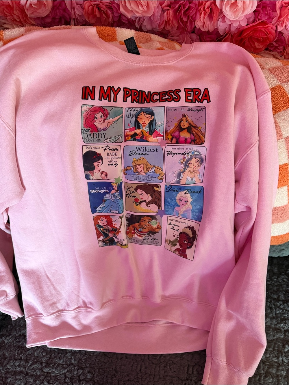 Gildan Pink "In My Princess Era" Graphic Crewneck Sweatshirt